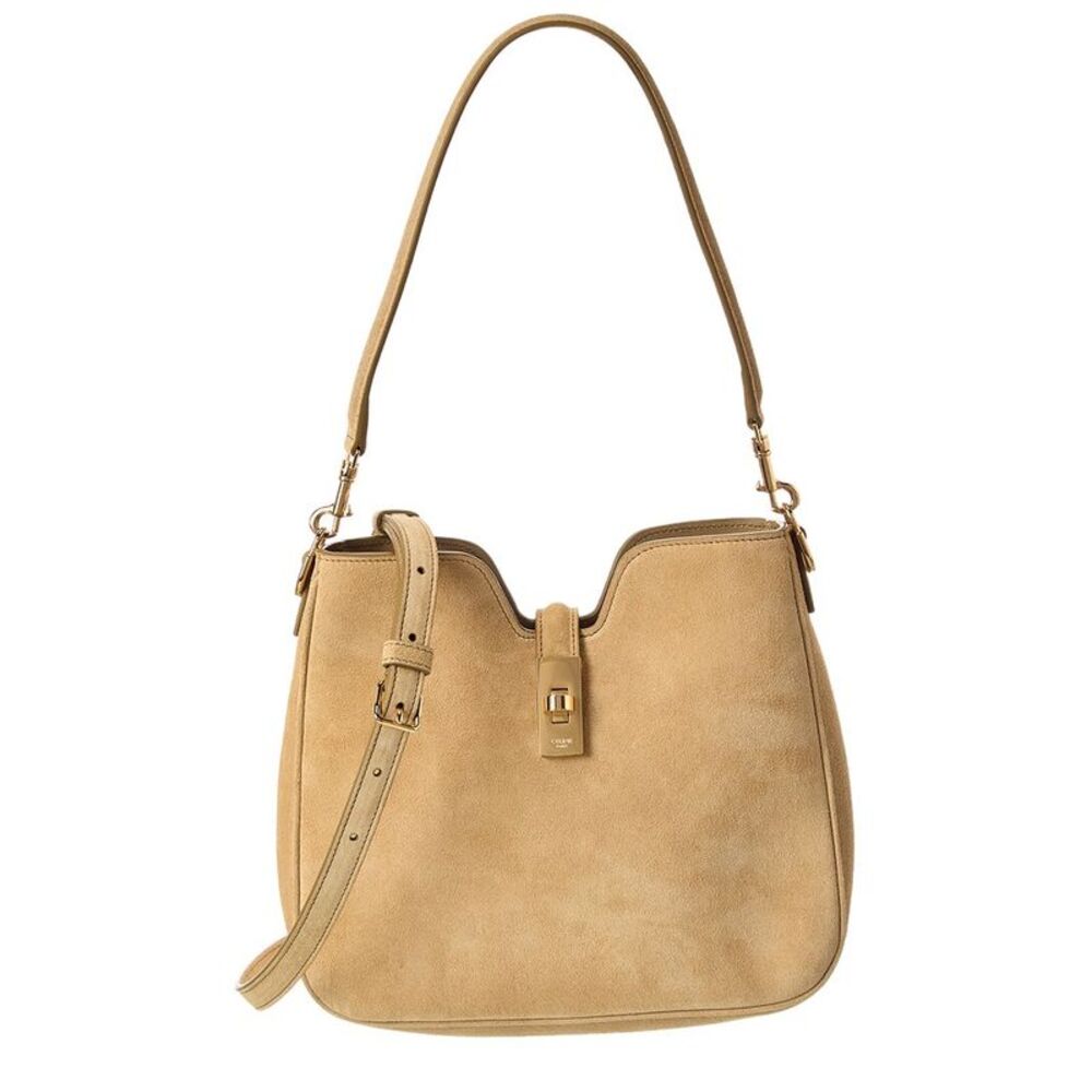 Celine Camille 16 Small Soft Suede Tote, Beige